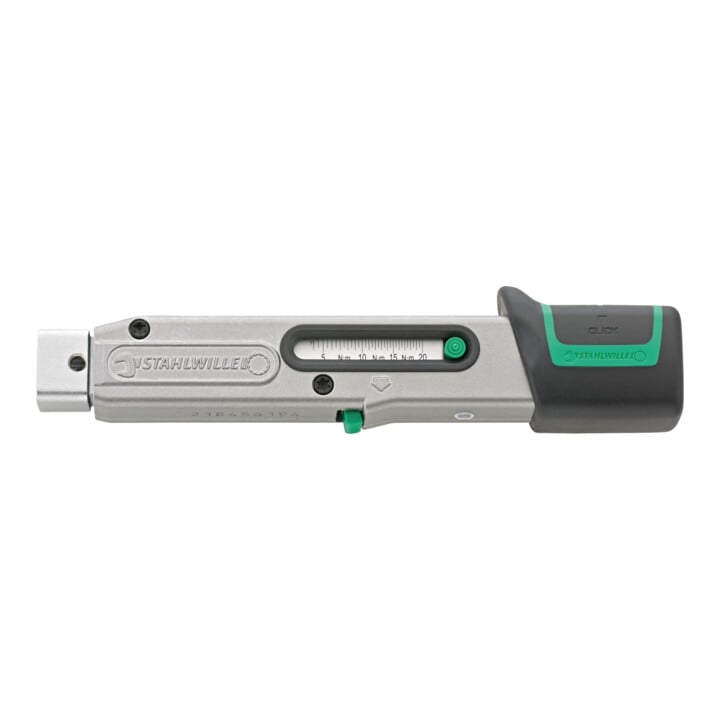 Stahlwille Drehmomentschlüssel MANOSKOP® Nr.730/2 QUICK 4-20 N·m Wkz.Aufn.9x12mm + Stahlwille 725QR QuickRelease-Einsteckknarren Gr. 4; 1/4; für Werkzeugaufnahme 9x12 mm