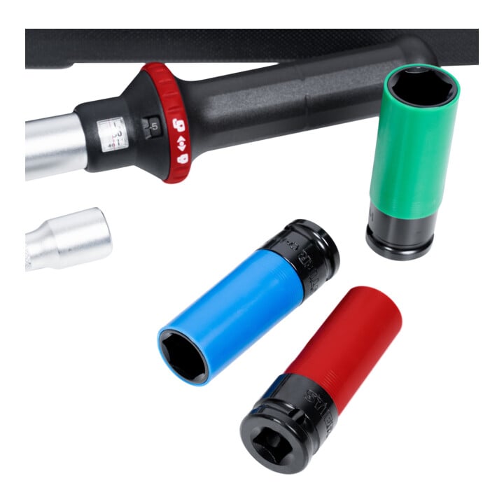 Clé dynamométrique STIER avec cliquet réversible 1/2" 40-200 Nm + STIER Jeu de clés à douilles de force