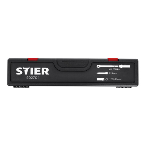 Clé dynamométrique STIER avec cliquet réversible 1/2" 40-200 Nm + STIER Jeu de clés à douilles de force