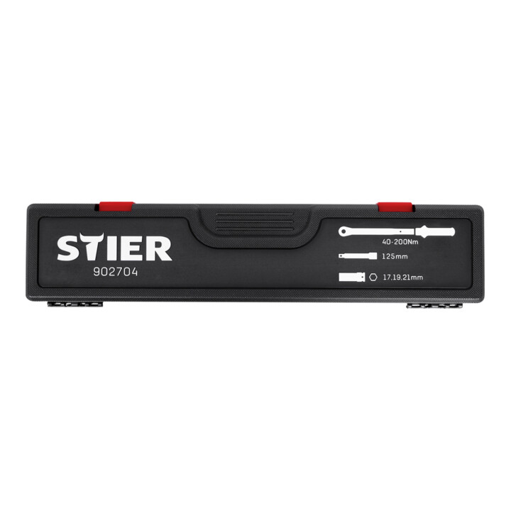 Clé dynamométrique STIER avec cliquet réversible 1/2" 40-200 Nm + STIER Jeu de clés à douilles de force