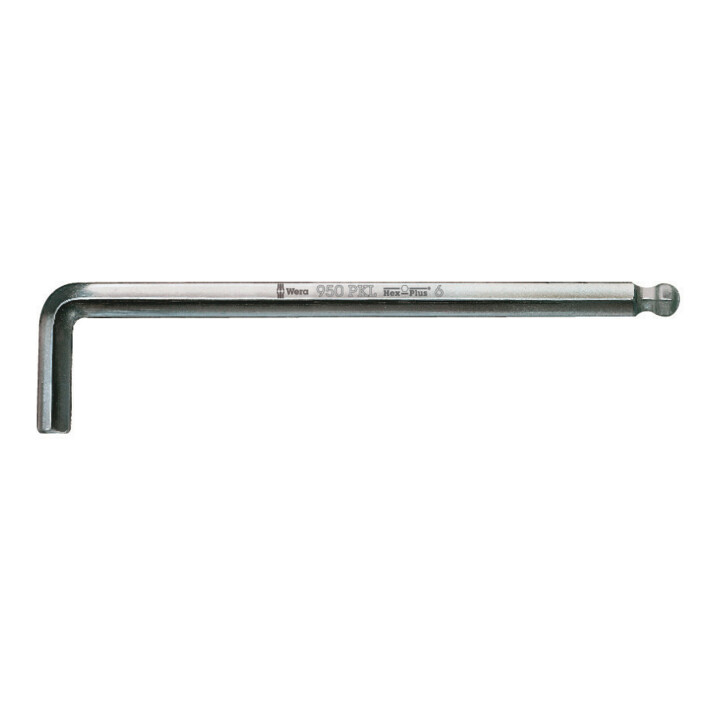 Clé mâle coudée 6 pans WERA  longue chromée 2 mm