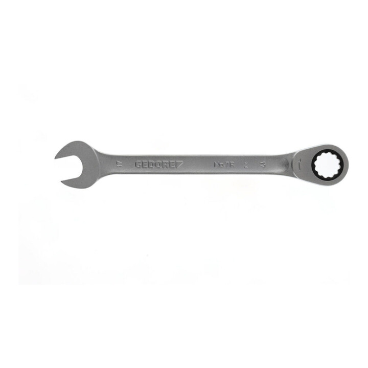 Clé mixte 7 R 17 ouv. 17 mm av.cliquet pol. L. 225 mm acier CV GEDORE