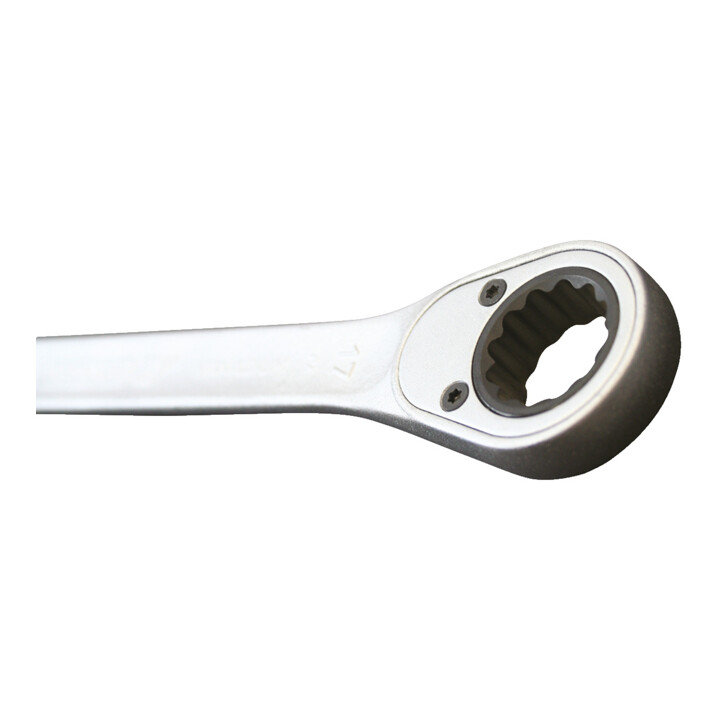 Clé mixte 7 R 17 ouv. 17 mm av.cliquet pol. L. 225 mm acier CV GEDORE