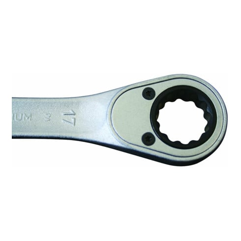 Clé mixte 7 R 17 ouv. 17 mm av.cliquet pol. L. 225 mm acier CV GEDORE