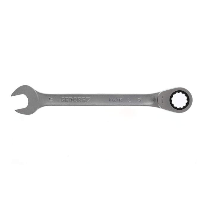 Clé mixte 7 R 17 ouv. 17 mm av.cliquet pol. L. 225 mm acier CV GEDORE