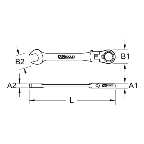 Clé à cliquet KS Tools, avec articulation (métrique)