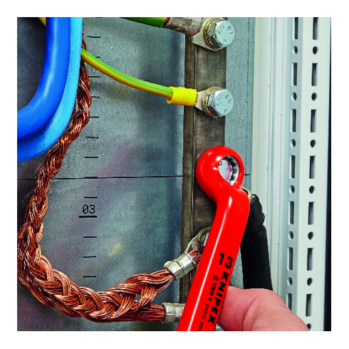 Clé à anneau Knipex, droite, chromée, isolée 1000V