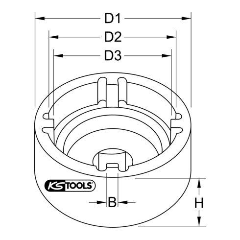 Clé pour écrou à encoches 1/2“ pour Volvo, 4 ergots Ø 54 mm KS Tools