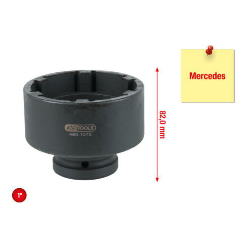 Clé pour écrou à encoches 1" pour Mercedes, 6 ergots 86 mm KS Tools