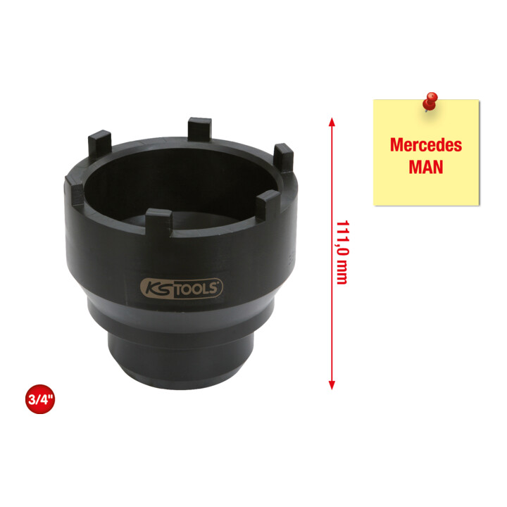Clé pour écrou à encoches 3/4", 6 ergots pour Mercedes et MAN, 95-115 mm KS Tools