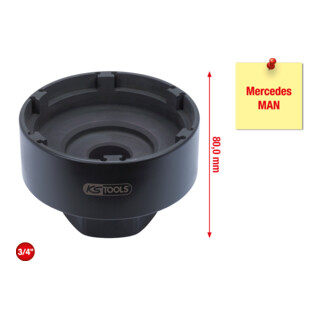 Clé pour écrou à encoches 3/4", 6 ergots pour Mercedes et MAN KS Tools
