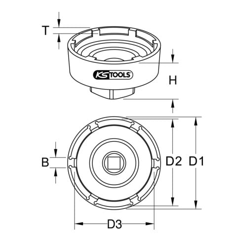 Clé pour écrou à encoches 3/4", 6 ergots pour Mercedes et MAN KS Tools