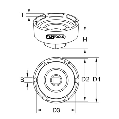 Clé pour écrou à encoches 3/4", pour DAF, 6 ergots Ø 86 mm KS Tools