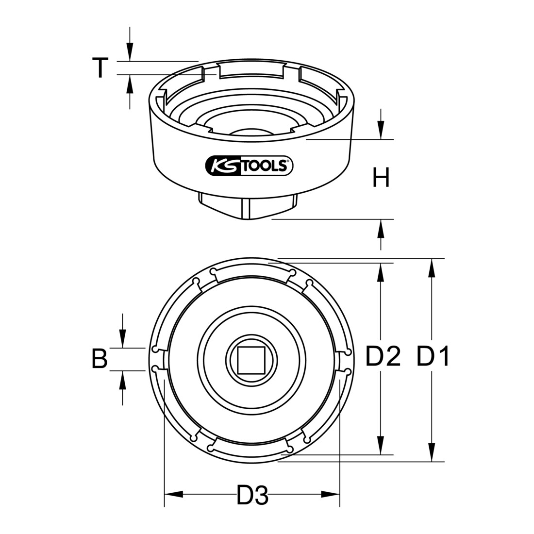 Clé pour écrou à encoches 3/4", pour DAF, 6 ergots Ø 86 mm KS Tools