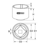Clé pour écrou à encoches 3/4“ pour Scania, 4 ergots Ø 72 mm KS Tools-5