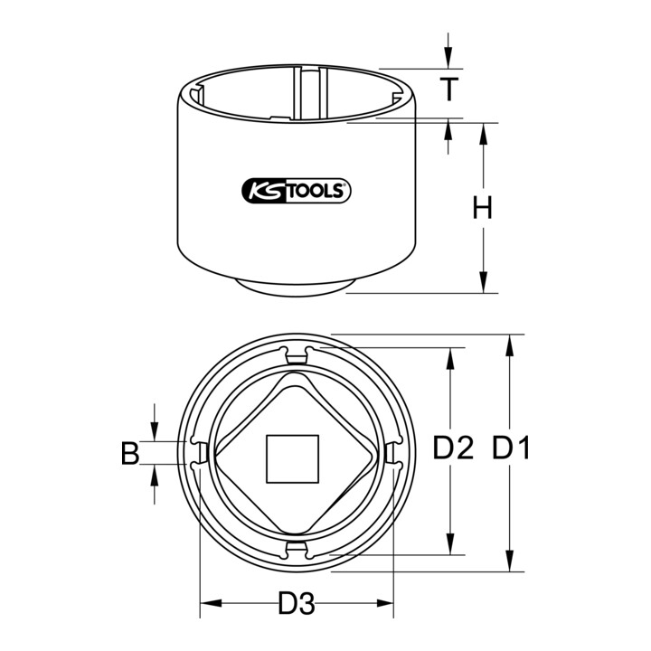 Clé pour écrou à encoches 3/4" pour Scania, 4 ergots 72/80 mm KS Tools