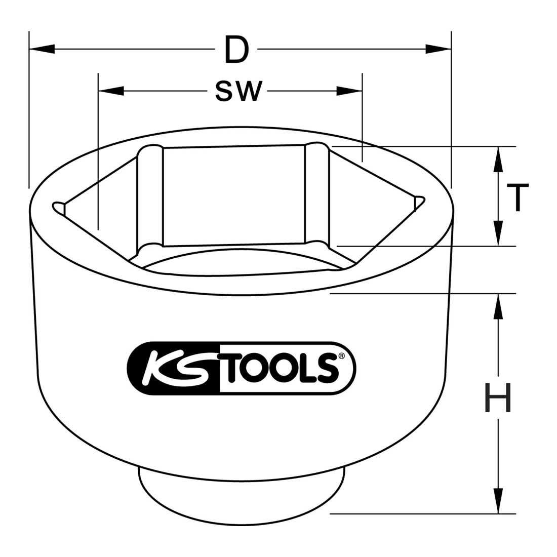 KS Tools Clé pour écrous d'essieu 3/4 pouce, 8 pans, courte