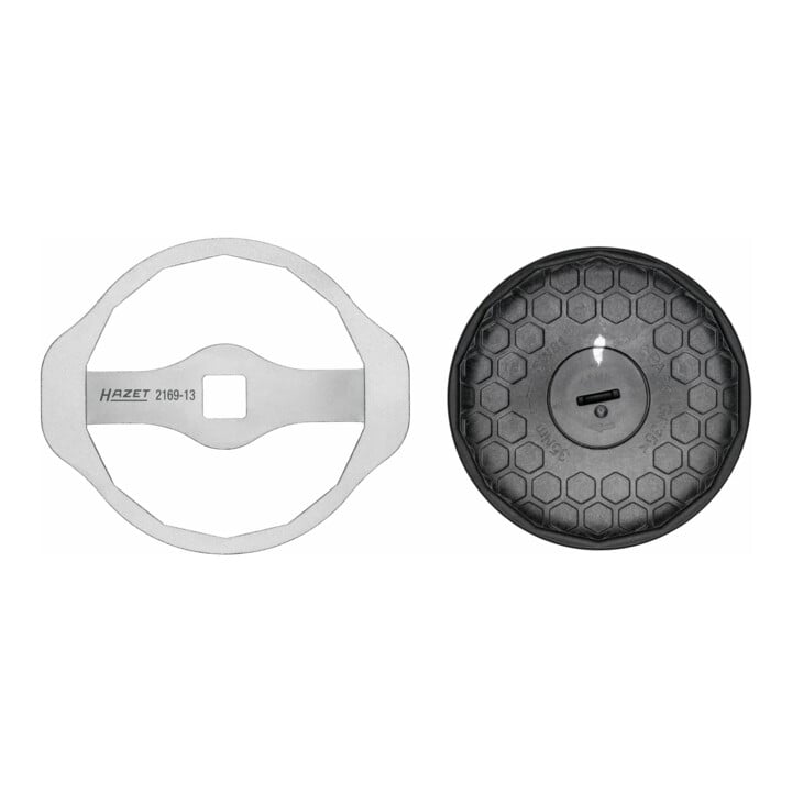 Clé pour filtres à huile Hazet 2169-13, carré creux 12,5 mm (1/2 pouce), profil à 14 pans extérieurs, 92 mm