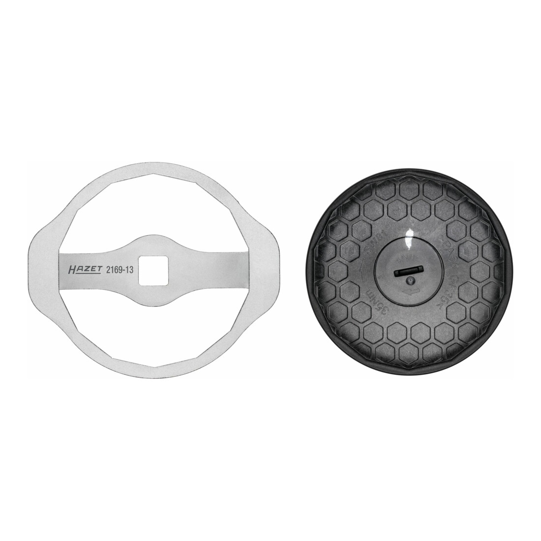 Clé pour filtres à huile Hazet 2169-13, carré creux 12,5 mm (1/2 pouce), profil à 14 pans extérieurs, 92 mm