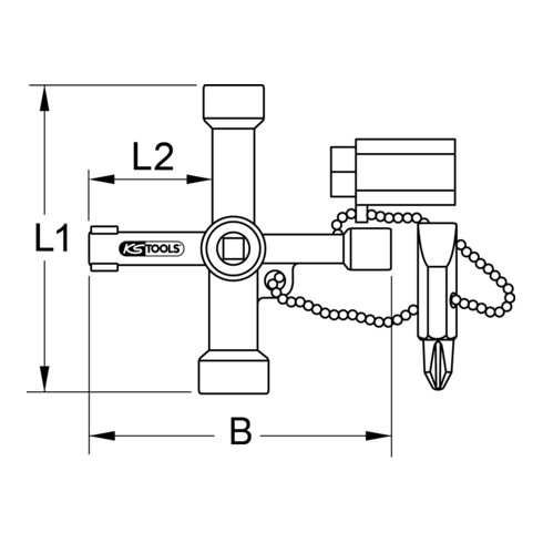 Clé universelle pour armoire électrique, 71mm