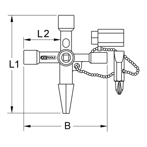 Clé universelle pour armoire électrique chaîne courte, 61mm