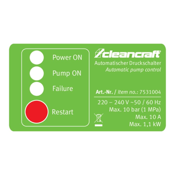 cleancraft automatischer Druckschalter für Wasserpumpen