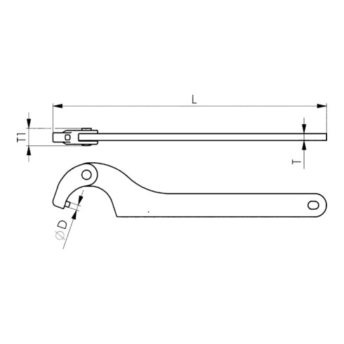 Clés à ergot articulée no. 776 C pour D. ext. 60 - 90 mm D. du tourillon 6 mm AM