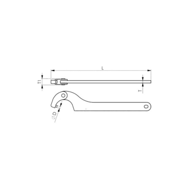Clés à ergot articulée no. 776 C pour D. ext. 60 - 90 mm D. du tourillon 6 mm AM