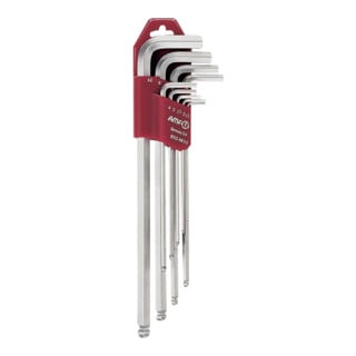 Clés hexagonales AMF jeu de 9 clés 6KT SW1-10mm extra longues avec support Ku.