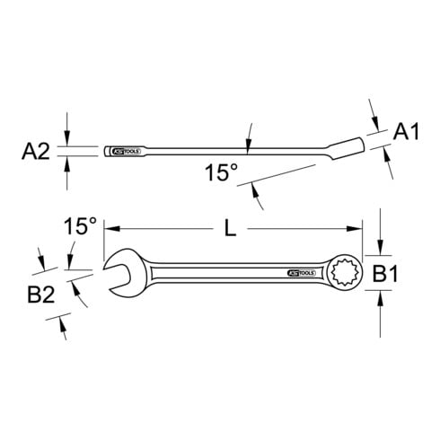 Clé à fourche KS Tools CLASSIC, coudée, pouce