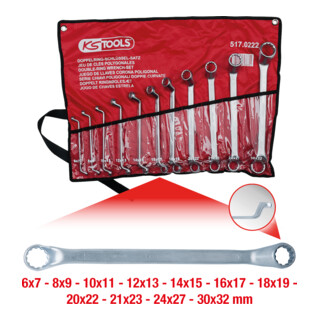 Clés polygonales contre-coudées, 11 pcs. 6-32mm