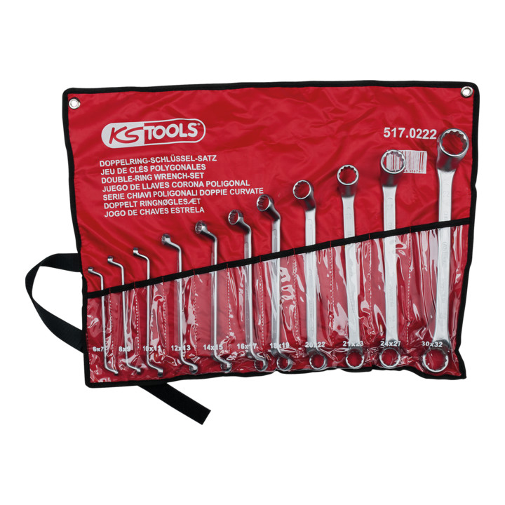Clés polygonales contre-coudées, 11 pcs. 6-32mm