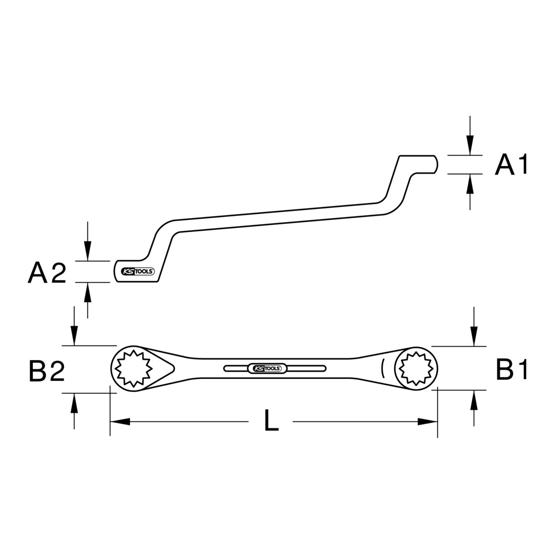 Outils KS CHROMEplus Clé à double effet, coudée