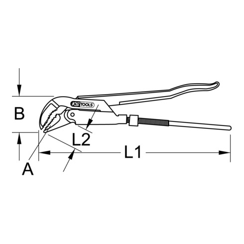 KS Tools Clé d'angle pour tube, coudée à 45