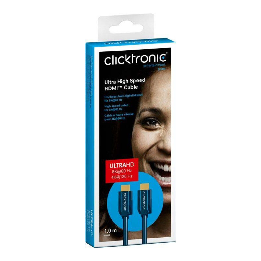 Clicktronic Câble HDMI Ultra HighSpeed 1,5 m, Type A, pour 4K/8K 40989