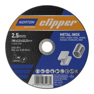 CLIPPER Disque à tronçonner Métal-Inox A30S-180x2,5x22,23mm