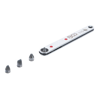 Cliquet à embout spécial, ultra mince 6,3 mm (1/4") avec 4 embouts spéciaux BGS