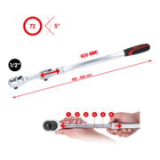 Cliquet réversible télescopique 1/2" KS Tools extra long, 72 dents