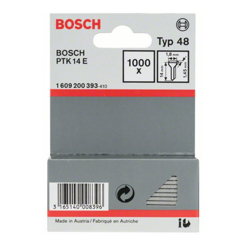 Clou d'agrafeuse Bosch type 48, 1,8 x 1,45 x 14 mm, paquet de 1000