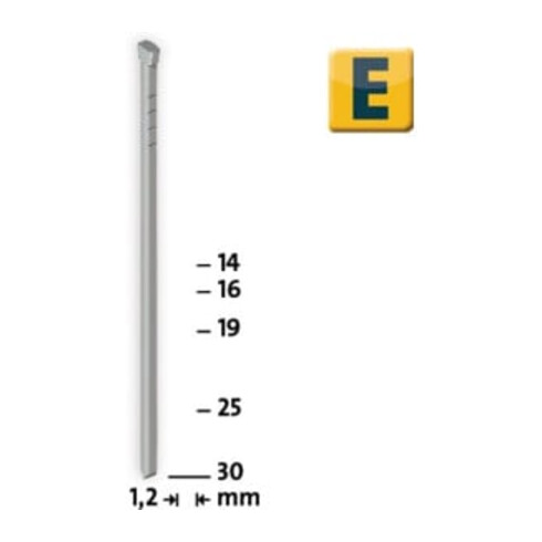 Clous type J L. 30 mm l. fil 1,20 mm avec tête 1000pces/carton NOVUS