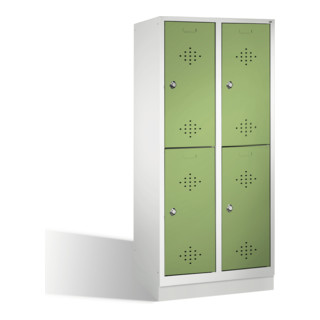 C+P Classic armoire à deux niveaux sur socle 4 compartiments Façade Reseda vert Vert clair Corps gris clair