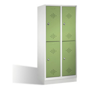 C+P Classic armoire à deux niveaux sur socle 4 compartiments Façade Reseda vert Vert clair Corps gris clair