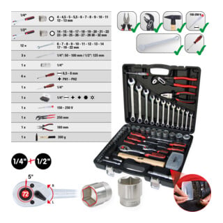 Coffre à outils KS Tools 1/4"+1/2" 88 pièces
