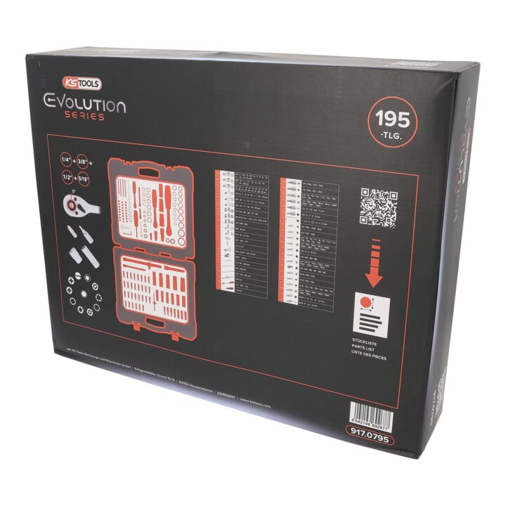 Coffret à douilles KS Tools 1/4", 3/8", 1/2",  195 pièces