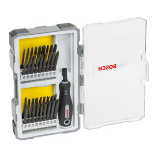 Coffret de 37 tournevis avec poignée PH1-2-3 ; PZ1-2-3 ; Plat 5-6 ; TH8-11-15-20-25-27-30-40 ; TQ6-8-10 ; HEX2-2,5-3-4-5-6 ; TW 1-2-3-4 ; SP 4-6-8-10 ; R1-2-3