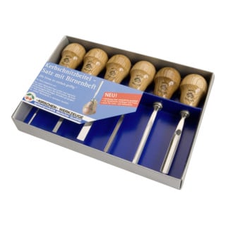 Coffret de 6 burins Kirschen avec manche en poire 6 - pcs. en coffret self-service