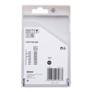 Coffret de 9 forets hexagonaux HSS PointTeQ, 2 - 8 mm. Pour perceuses visseuses Bosch