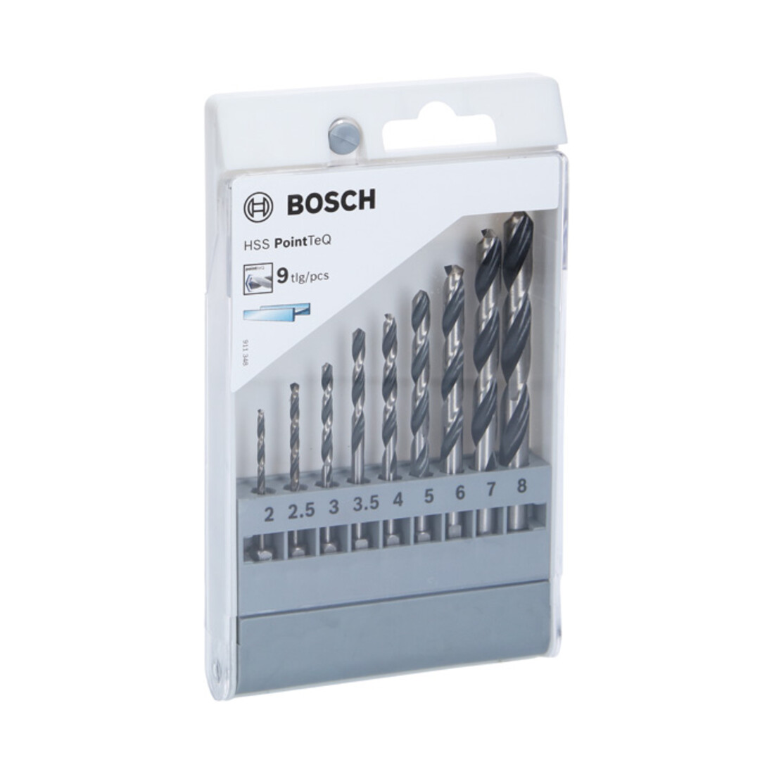 Coffret de 9 forets hexagonaux HSS PointTeQ, 2 - 8 mm. Pour perceuses visseuses Bosch
