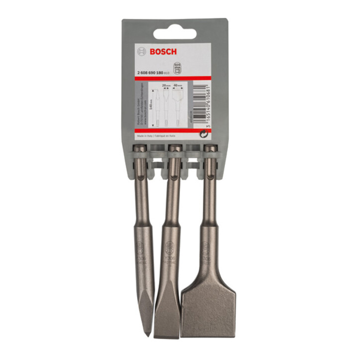 Coffret de burins courts SDS plus, 3 pièces 140; 140x20;140x40 mm