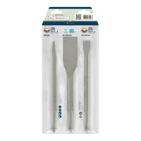 Coffret de burins SDS plus, 3 pièces 250; 250; 260 x 20; 40 mm